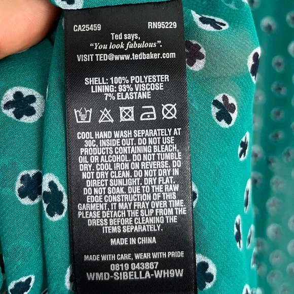 Ted Baker Sibella Green Floral Sheer Dress Sz 0 - Picture 13 of 14